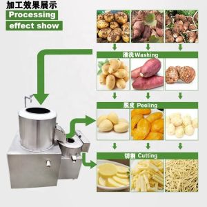 Automated Fruit Vegetable Processing Machine 200kg/H Potato Peeling And Slicing