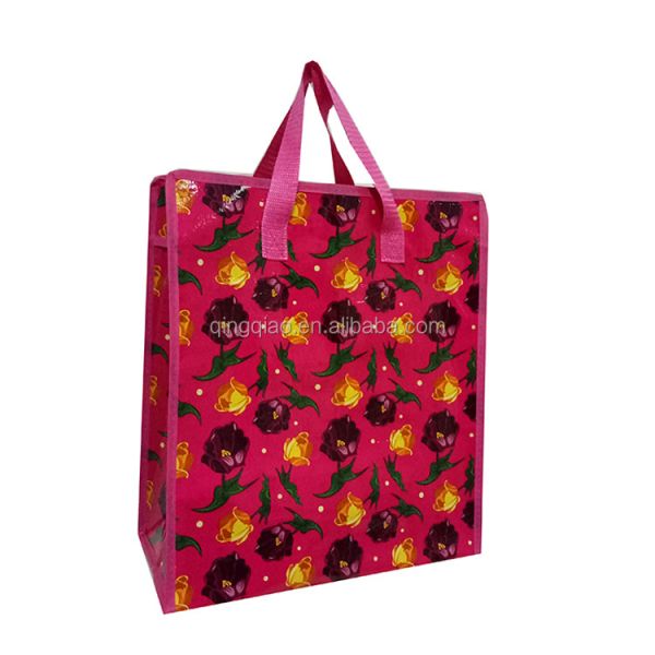 Quality CMYK Zipper Top Pp Woven Polypropylene Shopping Bag With Zip Puller wholesale