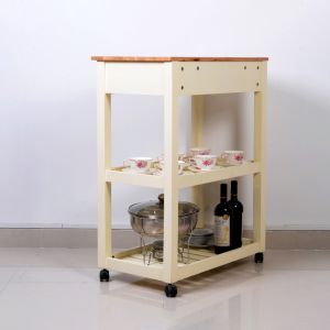 NC Painting Solid Rubber Wine Display Cabinet 2 Layers With Wheels