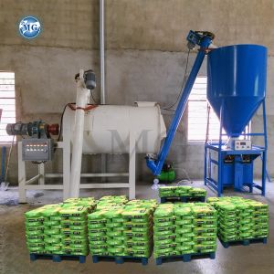 China Simple Small 1-5 T/h Dry Mortar Mixing Plant Wall Putty Gypsum Powder Plaster Skim Coat Cement Mixer Tile Adhesive Grout Glue Making Machine on sale