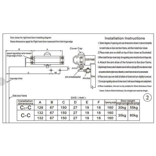 Unimpeachable Hydraulic Door Closer Carry With Two Section Speed 45Kg Force