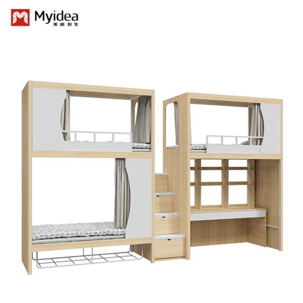 Modern Design Easy Assembly Bunk Beds With Cabinet For Student Dormitory Support