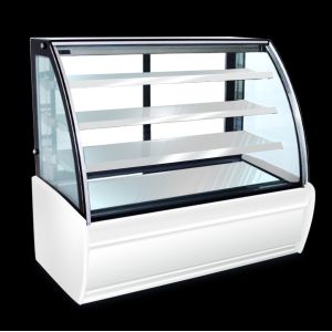 Curved Glasses Door Cake Display Freezer With 2+1 Layers Decks