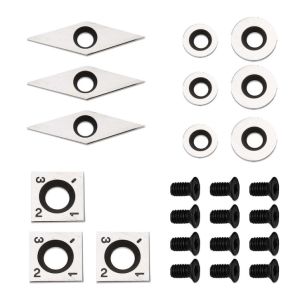 12 Pieces Carbide Cutter Inserts Set For Wood Lathe Turning Tools With Screws
