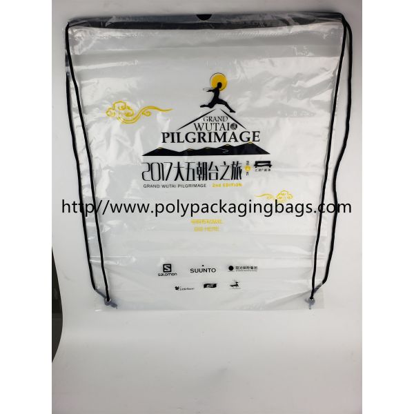 Quality Drawstring Frosted Recycled Plastic Backpack Eco - Friendly Water Proof wholesale