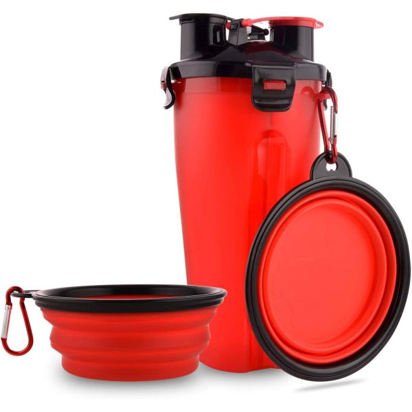 Quality 2 in 1 350ml Pet Dog Water Food Bottle Collapsible Bowls with Carabiner wholesale