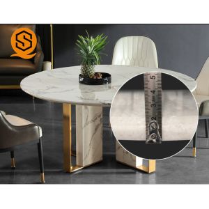 CE White Circle Marble Dining Table With Exquisite Workmanship