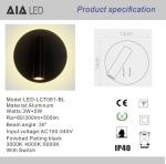 2020 new fashion simple led bedside lamp reading lamp floating light wall lamp