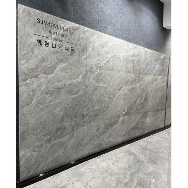 Gray Polished Glazed Porcelain Tile 900x1800mm Indoor Floor