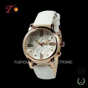 Colorful leather band lady fashion gold watch with UAE style for promotion