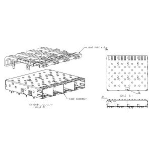 1761008-3 Position SFP Cage Ganged 1 x 4 Port Connector Dual Square With
