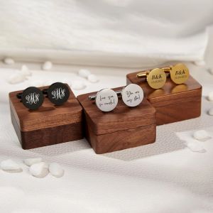 China Initials Engraved Wedding Present Engraved Cufflinks For Groomsmen on sale