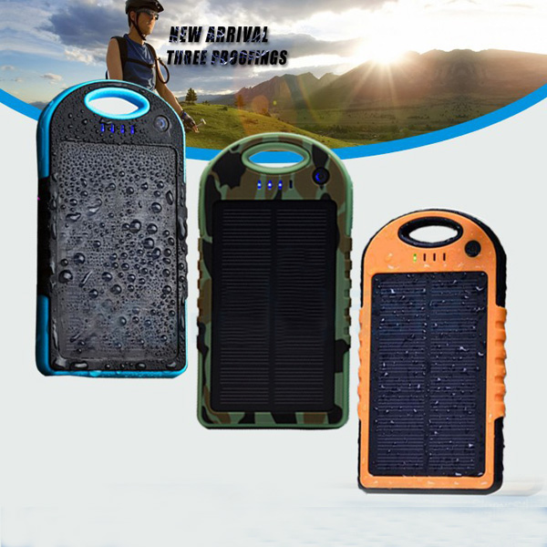 10000mAh solar power bank waterproof dustproof and shockproof solar charger