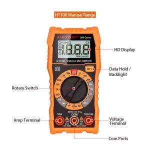 200mA 600 Volt True RMS DMM , 2000 Counts AV DC Voltage Tester