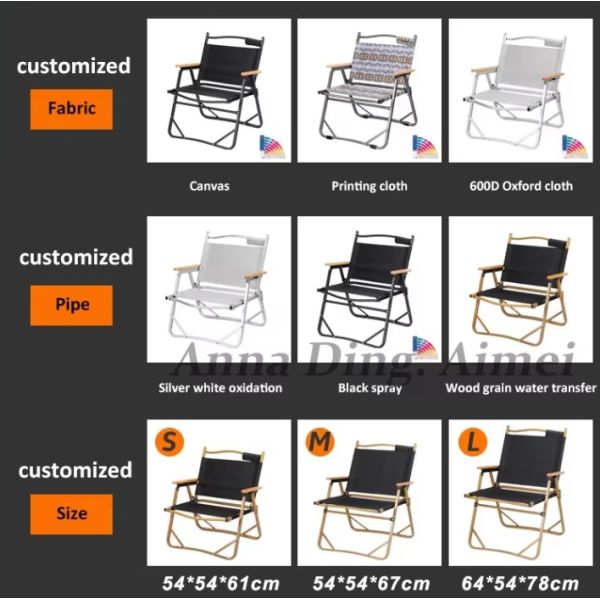 Outdoor Folding Camping Chair Kermit Style Square Tube Bold Leisure Seat Portable Foldable