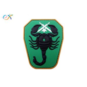 Cheap Embossing Scorpion Logo Brown Cyan PVC Rubber Patch For Uniform Garment for sale