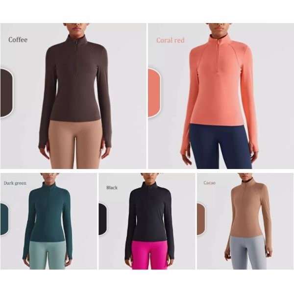Womens Horse Riding Tops Base Layer Half Zipper Flexible Long Sleeve