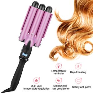 China LCD Screen PTC Heater 32mm Triple Barrel Curling Iron For Short Hair on sale