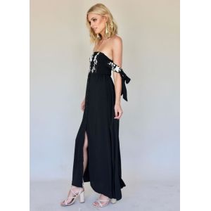 New Boho Off Shoulder Summer Backless Maxi Dresses With Tie Up Sleeves