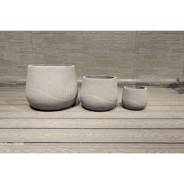 Durable White Fiber Clay Planter with Drainage Holes