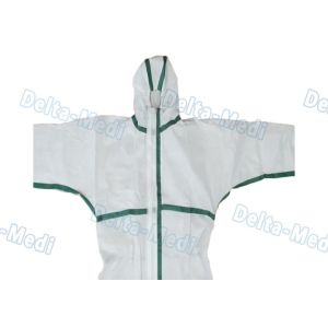 China 45GSM Disposable Work Coveralls , Elastic Cuffs Chemical Resistant Disposable Coveralls on sale