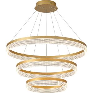 Tricolor Modern Ring Chandelier Dimmable Double Ring Pendant Light With Acrylic