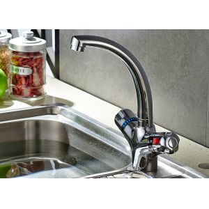 Two Handle High Arc Kitchen Faucet , Thermostatic Kitchen Faucet Side Spray
