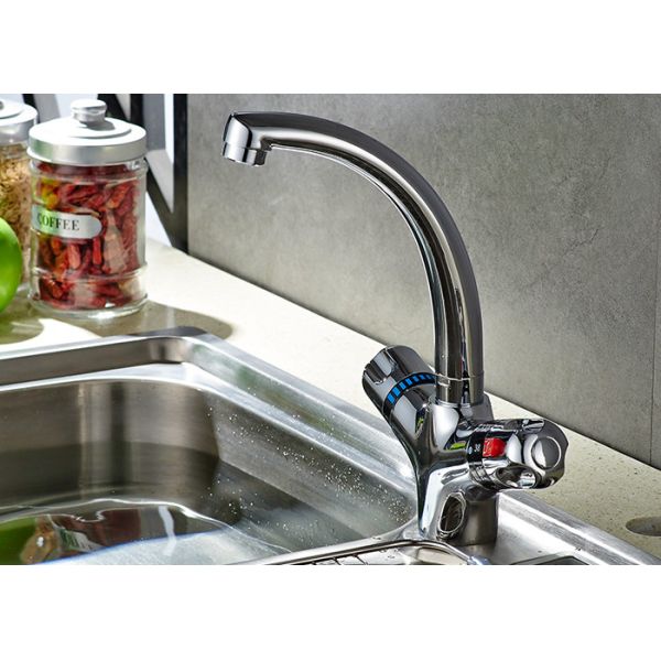 Two Handle High Arc Kitchen Faucet , Thermostatic Kitchen Faucet Side Spray