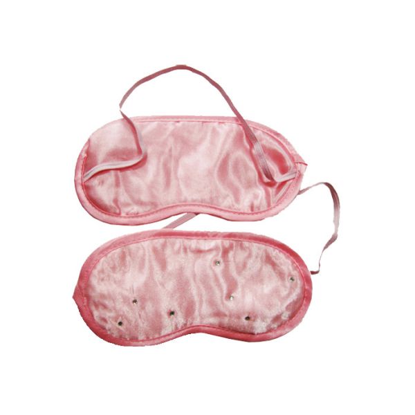 Pink Soft Touching Sleeping Blindfold Eye Mask Customized Pattern With Hot Fix