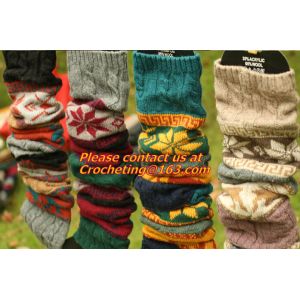 winter leg warmers loose socks wool blend button down pierced decoration boot