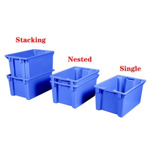 Gray FIRST Stackable Plastic Turnover Crate for Space-Saving File Transportation