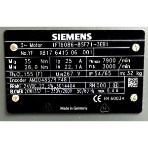 Siemens electrical 1FT6086-8SF71-3EB1 Servo Motor Brand New Authentic
