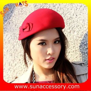 Hot sale Fashion 100% Australia wool felt ladies beret hats ,Red beret hats with