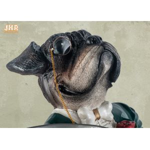 Antique Dog Figures Polyresin Statue Figurine Resin Dog Holding Tray Sculpture