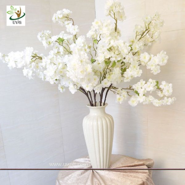 UVG 1m white artificial cherry blossom branches wholesale with silk flowers for weddings