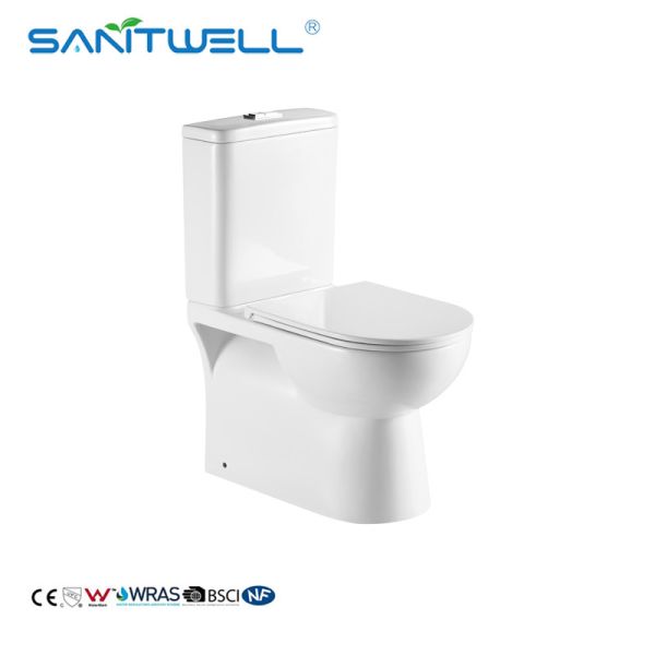 Quality Chazhou Close Coupled 640mm P Trap Bathroom Rimless Toilet wholesale