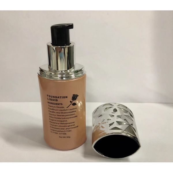 40ml Glass Makeup Foundation Bottles With Silver Pump And Cover Lotion Bottles Various Color Annd Printing