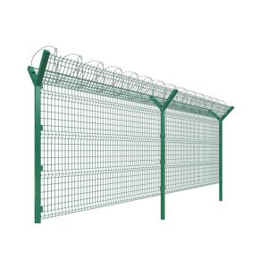 Galvanized Steel Razor Wire And Barbed Wire Fences For High Security Anti Climb Fencing System Supported By Y Posts