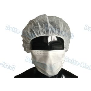 Cheap White Disposable Bouffant Surgical Caps Round / Flat Elastic High Air Permeability for sale