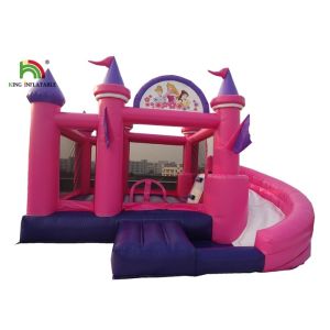 6m Inflatable Jumping Castle Large Multiplay Bouncy With Curve Slide
