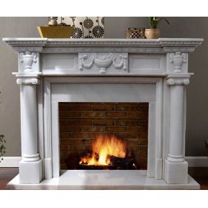 China White Marble Fireplace Mantel on sale