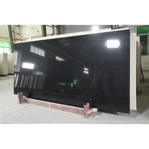 18MM Shiny Black Backsplashes Glass Quartz For Kitchen Island Countertop