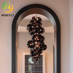 China Modern Simple Glass Grape Chandelier Duplex Villa Hotel Luxury Art Deco Pendant Lighting on sale