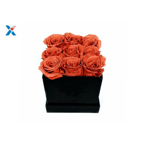 Black Square Acrylic Flower Box Silk Screen Printing Logol Corrosion Resistance