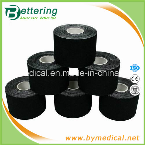 Quality Elastic cotton sports therapy tape kinesio taping 5cmX5m black colour wholesale