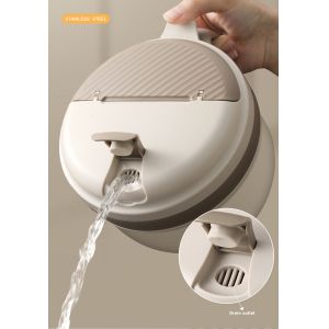 Instant Noodle Bowl With Drain Port Heated By Induction Cooker Metal Bento Lunch