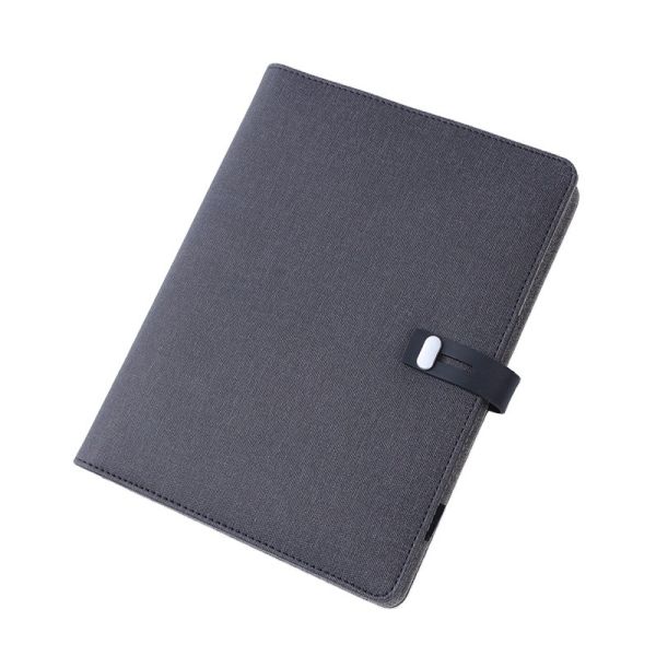 Luxury A5 PU Leather Wireless charger Notebook With Power Bank