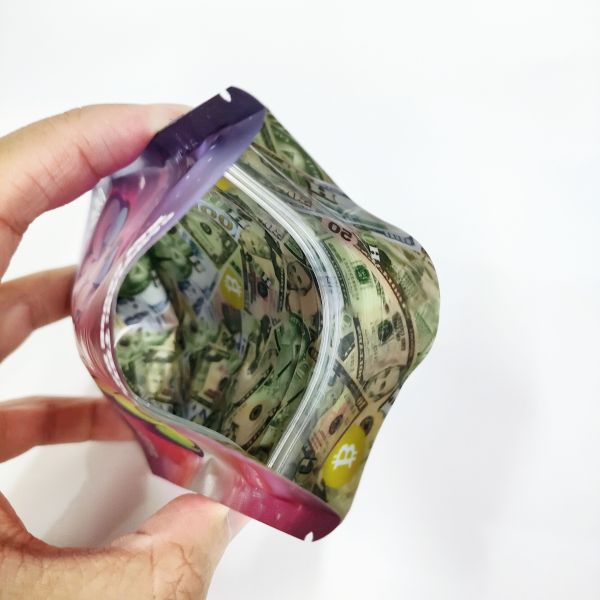 Digital Print Die Cut 3.5g Smell Proof Custom Mylar Bag 3 Side Seal Pouch