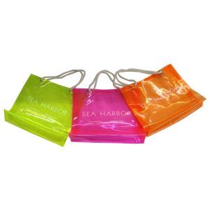 Transparent PVC Reusable Carrier Bags With Twist Rope Handle For Lady Shopping