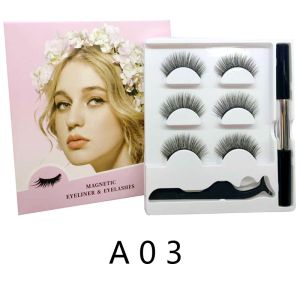 Natural Long Lightweight 2 Pics Magnetic False Lashes With Eyeliner